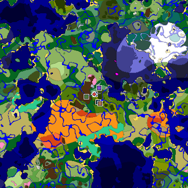 Predicted biome map of Java 1.21.4 seed 6130506282109971791 around estimated spawn
