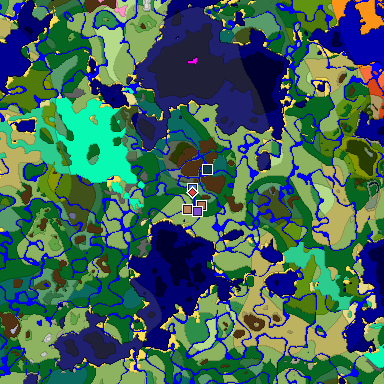 Predicted biome map of Java 1.21.4 seed 8043146697952953721 around estimated spawn