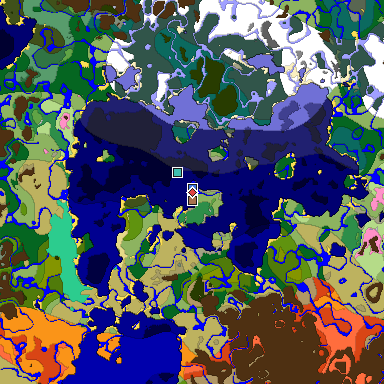 Predicted biome map of Java 1.21.4 seed -1329547914265771733 around estimated spawn