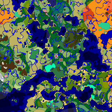 Predicted biome map of Java 1.21.4 seed 7417347009394770512 around estimated spawn