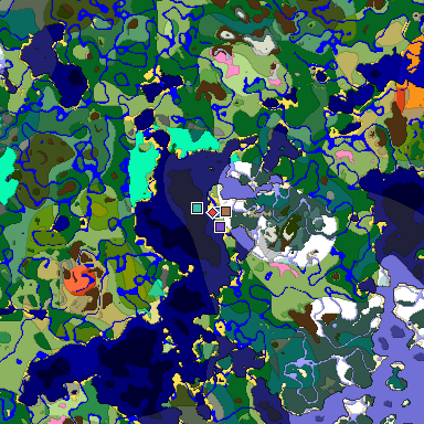 Predicted biome map of Java 1.21.4 seed 5510377737721121730 around estimated spawn