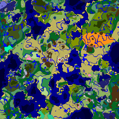 Predicted biome map of Java 1.21.4 seed 680508572513183738 around estimated spawn