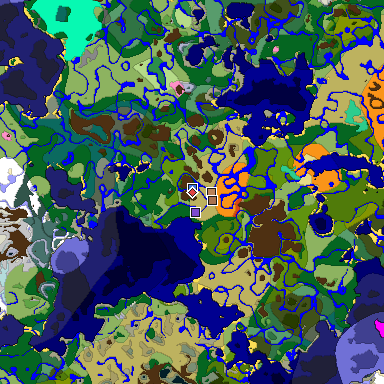 Predicted biome map of Java 1.21.4 seed 699735703737853417 around estimated spawn