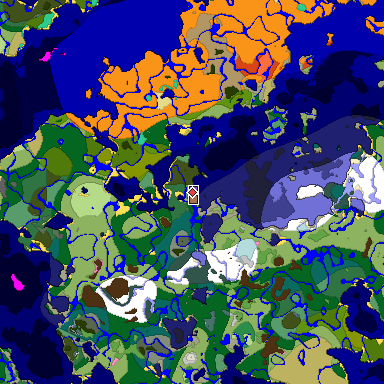 Predicted biome map of Java 1.21.4 seed 4460464294995618165 around estimated spawn