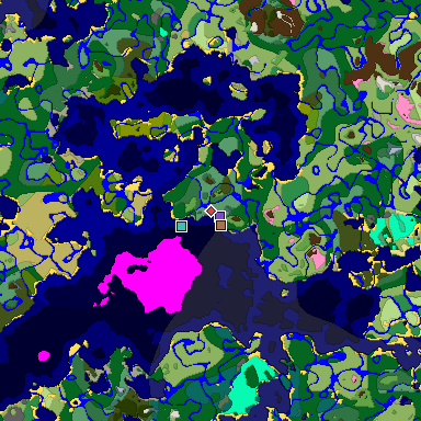 Predicted biome map of Java 1.21.4 seed -6827512374784057692 around estimated spawn