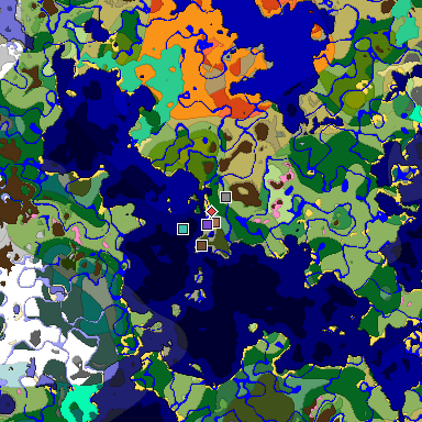 Predicted biome map of Java 1.21.4 seed 8666907427296268633 around estimated spawn