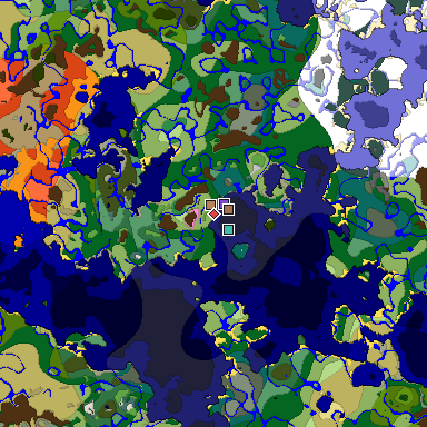Predicted biome map of Java 1.21.4 seed -6502216392450017554 around estimated spawn