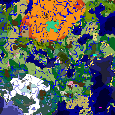 Predicted biome map of Java 1.21.4 seed -4927711415550461740 around estimated spawn