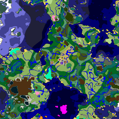 Predicted biome map of Java 1.21.4 seed -314169438882949603 around estimated spawn