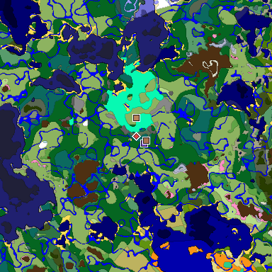 Predicted biome map of Java 1.21.4 seed 8054259406842200709 around estimated spawn
