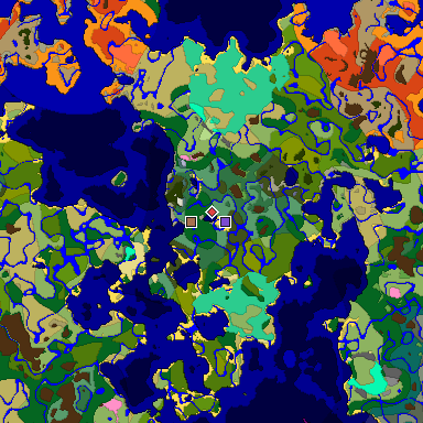 Predicted biome map of Java 1.21.4 seed -2088953748697398909 around estimated spawn