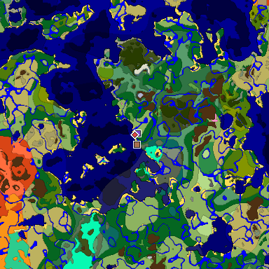 Predicted biome map of Java 1.21.4 seed -6513905840213426860 around estimated spawn