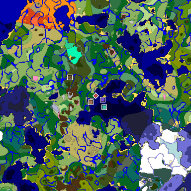 Predicted biome map of Java 1.21.4 seed 3278882479412147014 around estimated spawn