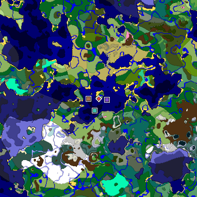 Predicted biome map of Java 1.21.4 seed 6453578276941076395 around estimated spawn