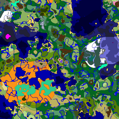 Predicted biome map of Java 1.21.4 seed 7625935609317135468 around estimated spawn
