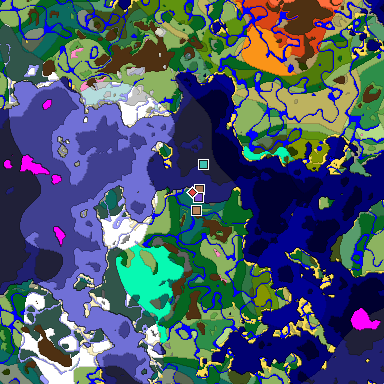 Predicted biome map of Java 1.21.4 seed 7248697687179703891 around estimated spawn