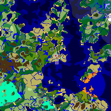 Predicted biome map of Java 1.21.4 seed -8437288826665384248 around estimated spawn