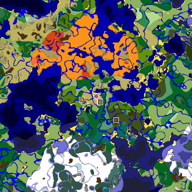 Predicted biome map of Java 1.21.4 seed 5616297714045118540 around estimated spawn
