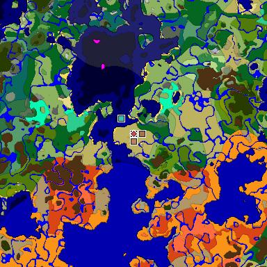 Predicted biome map of Java 1.21.4 seed 2809308630044971969 around estimated spawn