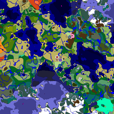 Predicted biome map of Java 1.21.4 seed 2741627426899124011 around estimated spawn