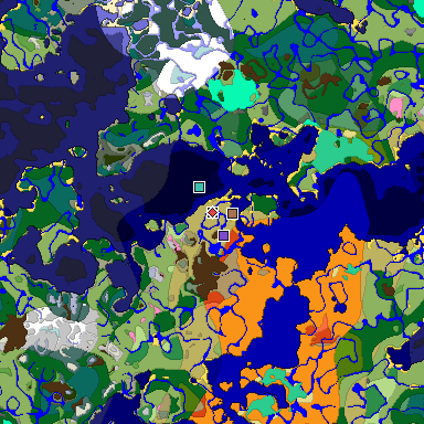 Predicted biome map of Java 1.21.4 seed -5405840494978671333 around estimated spawn