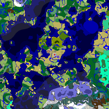 Predicted biome map of Java 1.21.4 seed 2683945571972116125 around estimated spawn