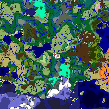 Predicted biome map of Java 1.21.4 seed 2724792259943732068 around estimated spawn