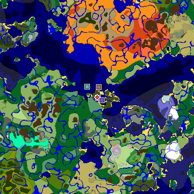 Predicted biome map of Java 1.21.4 seed -5807205068489468175 around estimated spawn
