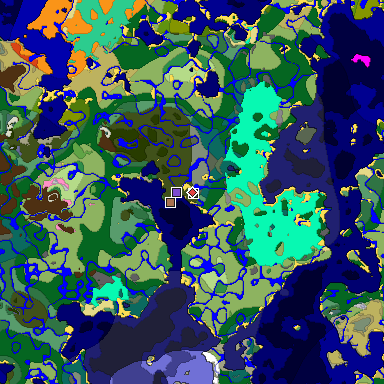 Predicted biome map of Java 1.21.4 seed -6937093318858380849 around estimated spawn
