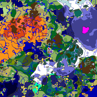 Predicted biome map of Java 1.21.4 seed -5529565504705505812 around estimated spawn
