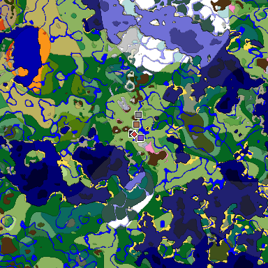 Predicted biome map of Java 1.21.4 seed 4894563047086174517 around estimated spawn