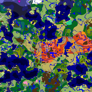 Predicted biome map of Java 1.21.4 seed -5656723710786939165 around estimated spawn