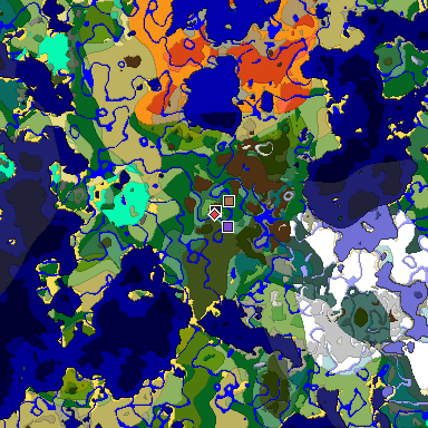 Predicted biome map of Java 1.21.4 seed -3988367181264540777 around estimated spawn