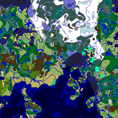 Predicted biome map of Java 1.21.4 seed -477401711992775149 around estimated spawn