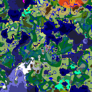 Predicted biome map of Java 1.21.4 seed 1901115438184440044 around estimated spawn