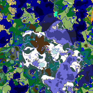 Predicted biome map of Java 1.21.4 seed -763265761395043553 around estimated spawn