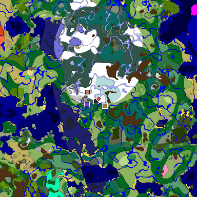 Predicted biome map of Java 1.21.4 seed -2019694639344472713 around estimated spawn