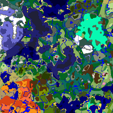 Predicted biome map of Java 1.21.4 seed -6629883546041453458 around estimated spawn
