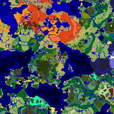 Predicted biome map of Java 1.21.4 seed -2241459484911748989 around estimated spawn