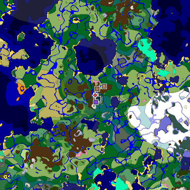 Predicted biome map of Java 1.21.4 seed 2167675323105590339 around estimated spawn