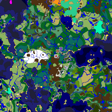 Predicted biome map of Java 1.21.4 seed 5146888024788868533 around estimated spawn