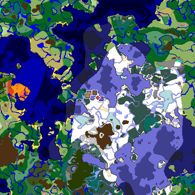 Predicted biome map of Java 1.21.4 seed -6168939216300100554 around estimated spawn