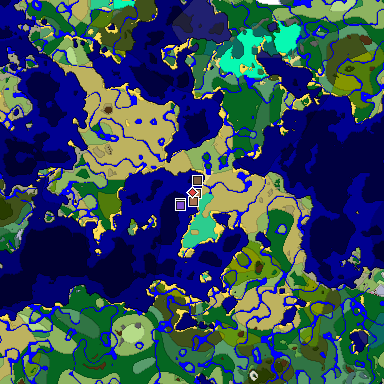 Predicted biome map of Java 1.21.4 seed 6175421170060177967 around estimated spawn