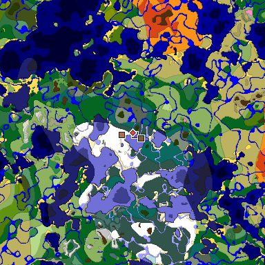 Predicted biome map of Java 1.21.4 seed 1204922016389861088 around estimated spawn