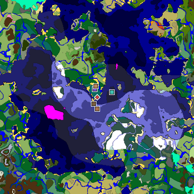 Predicted biome map of Java 1.21.4 seed 8645394648125967305 around estimated spawn