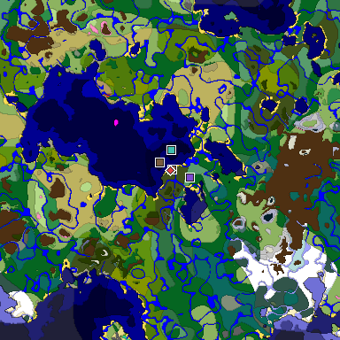 Predicted biome map of Java 1.21.4 seed -8550703803494751787 around estimated spawn