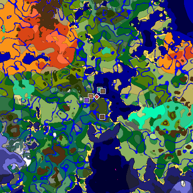 Predicted biome map of Java 1.21.4 seed -860299068882680893 around estimated spawn