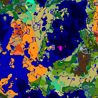 Predicted biome map of Java 1.21.4 seed -143966061151852466 around estimated spawn