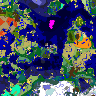 Predicted biome map of Java 1.21.4 seed -9038284748526455723 around estimated spawn