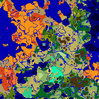 Predicted biome map of Java 1.21.4 seed 3365468790351884096 around estimated spawn